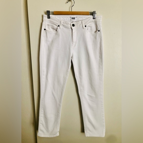 PAIGE Brigitte Mid-rise Ankle Crop Boyfriend Jean Optic White Size 27 - Picture 5 of 9